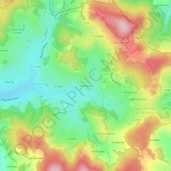 Chevagny topographic map, elevation, terrain