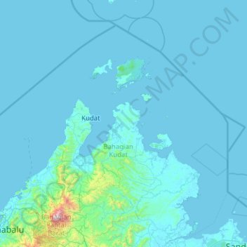 Kudat Division topographic map, elevation, terrain