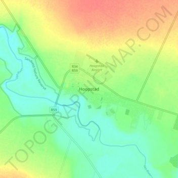 Hoopstad topographic map, elevation, terrain
