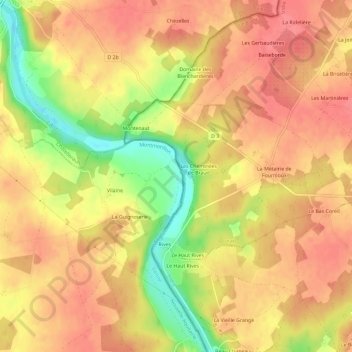 Braud topographic map, elevation, terrain