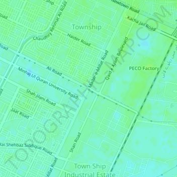 Hamdard Chowk topographic map, elevation, terrain