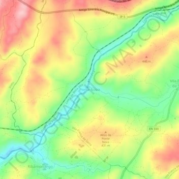 Ponte Nova topographic map, elevation, terrain