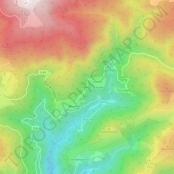 Raïssac topographic map, elevation, terrain