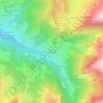 Les Plans de Comburce topographic map, elevation, terrain