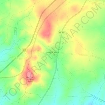 Fonte de Aldeia topographic map, elevation, terrain