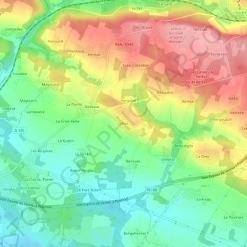 Dilliec topographic map, elevation, terrain
