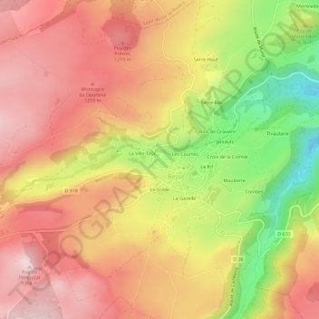 Les Combes topographic map, elevation, terrain