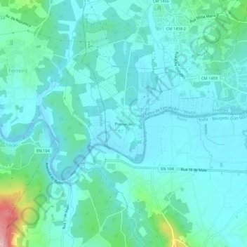 Povoação topographic map, elevation, terrain