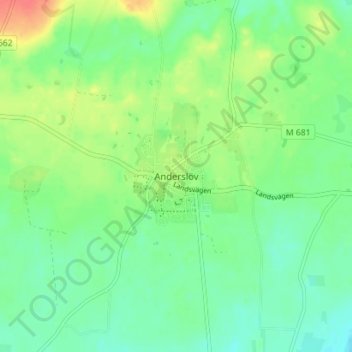 Anderslöv topographic map, elevation, terrain