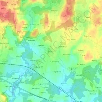 Tréauray topographic map, elevation, terrain