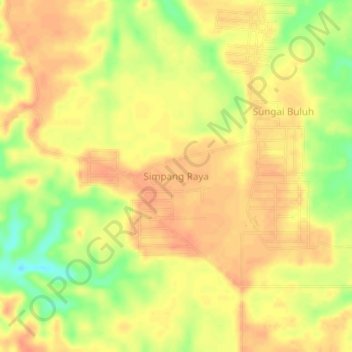 Simpang Raya topographic map, elevation, terrain