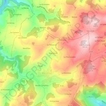 Machizaud topographic map, elevation, terrain