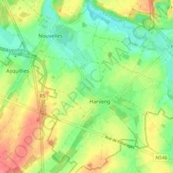 Warchaix topographic map, elevation, terrain