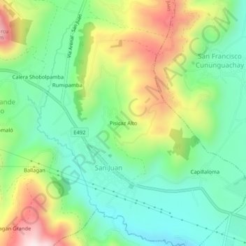 Pisicaz Alto topographic map, elevation, terrain