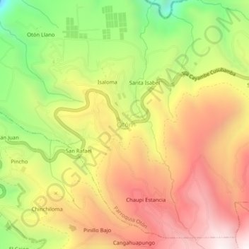 Otón topographic map, elevation, terrain