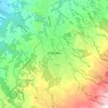 Ciudad Quesada topographic map, elevation, terrain