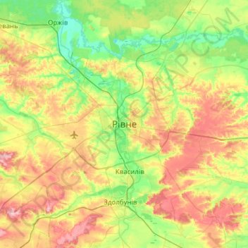 Rivne topographic map, elevation, terrain