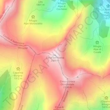 Cima dell'Uomo topographic map, elevation, terrain