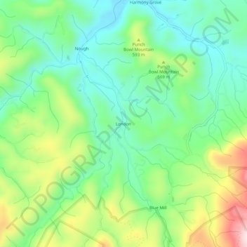 London topographic map, elevation, terrain