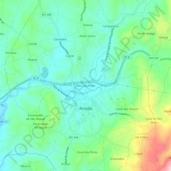 Além da Ponte topographic map, elevation, terrain