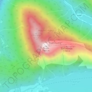 Tauern topographic map, elevation, terrain