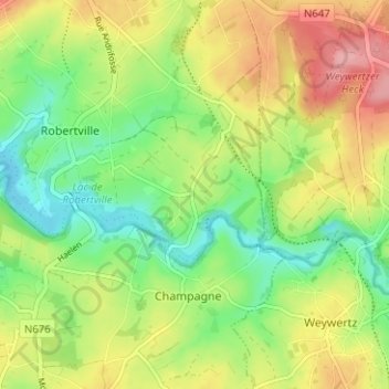 Outrewarche topographic map, elevation, terrain
