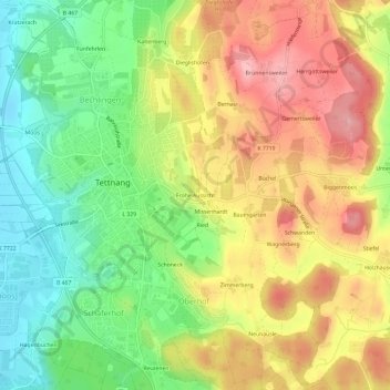 Frohe Aussicht topographic map, elevation, terrain