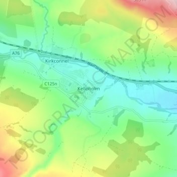 Kelloholm topographic map, elevation, terrain