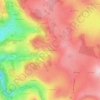 Le Cros de Montroy topographic map, elevation, terrain