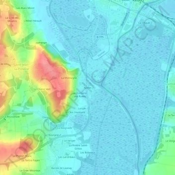Aucfer topographic map, elevation, terrain