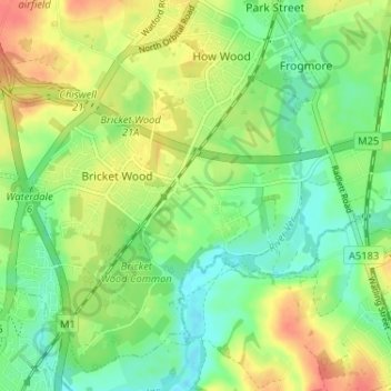 Smug Oak topographic map, elevation, terrain