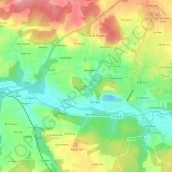 Coet-Vin topographic map, elevation, terrain