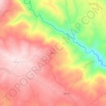 Roriz topographic map, elevation, terrain