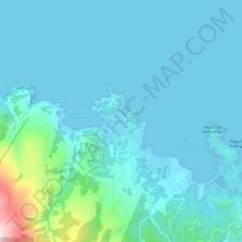Kassiopi topographic map, elevation, terrain