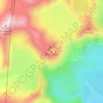 Red Crater topographic map, elevation, terrain