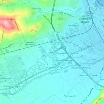 Aurora topographic map, elevation, terrain