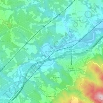 les Cases Noves topographic map, elevation, terrain