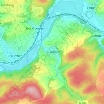 Tiefenbach topographic map, elevation, terrain