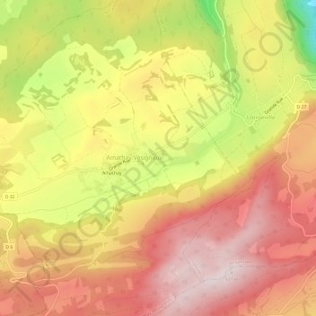Vésigneux topographic map, elevation, terrain