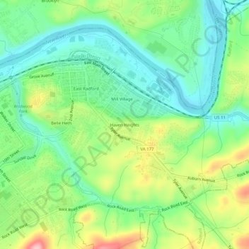Haven Heights topographic map, elevation, terrain