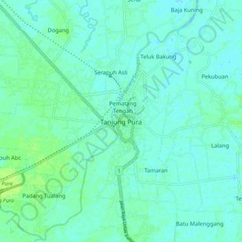 Tanjung Pura topographic map, elevation, terrain
