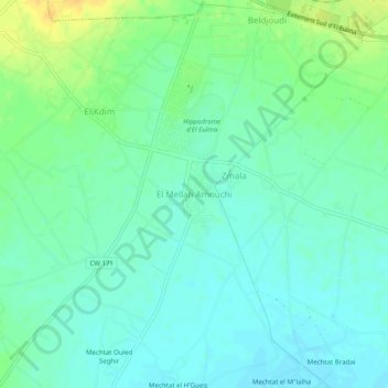 El Mellah Amouchi topographic map, elevation, terrain