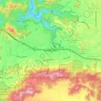 Newbury Park topographic map, elevation, terrain