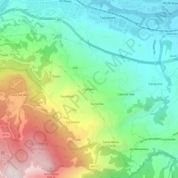 Lisciano topographic map, elevation, terrain