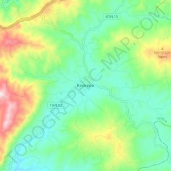 Restrepo topographic map, elevation, terrain