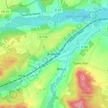 Breuillet topographic map, elevation, terrain