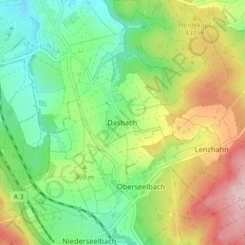 Dasbach topographic map, elevation, terrain