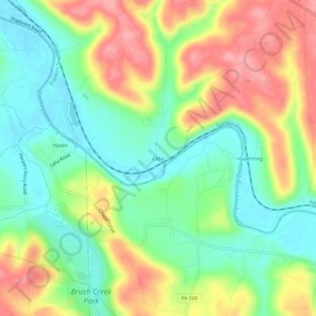 Celia topographic map, elevation, terrain