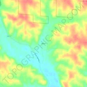 Hiram topographic map, elevation, terrain