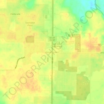 Hazel Green topographic map, elevation, terrain